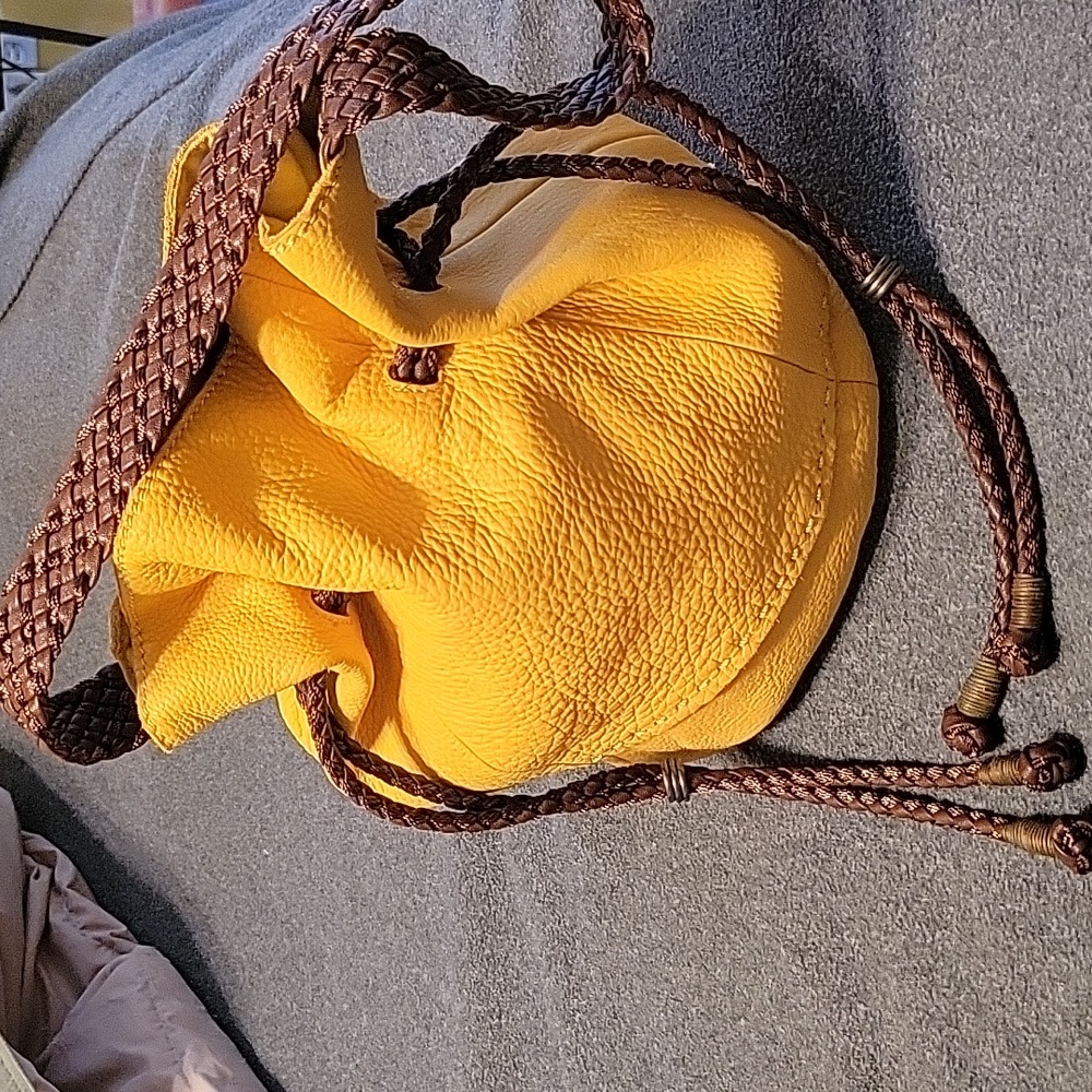 The Sak yellow pebbled leather hobo drawstring, bucket bag.soft beautiful bag